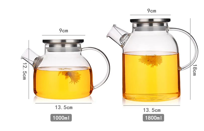 1800 мл большой емкости прозрачный термостойкий высокий боросиликатный стеклянный чайник с фильтром чайный набор кунг-фу чайник