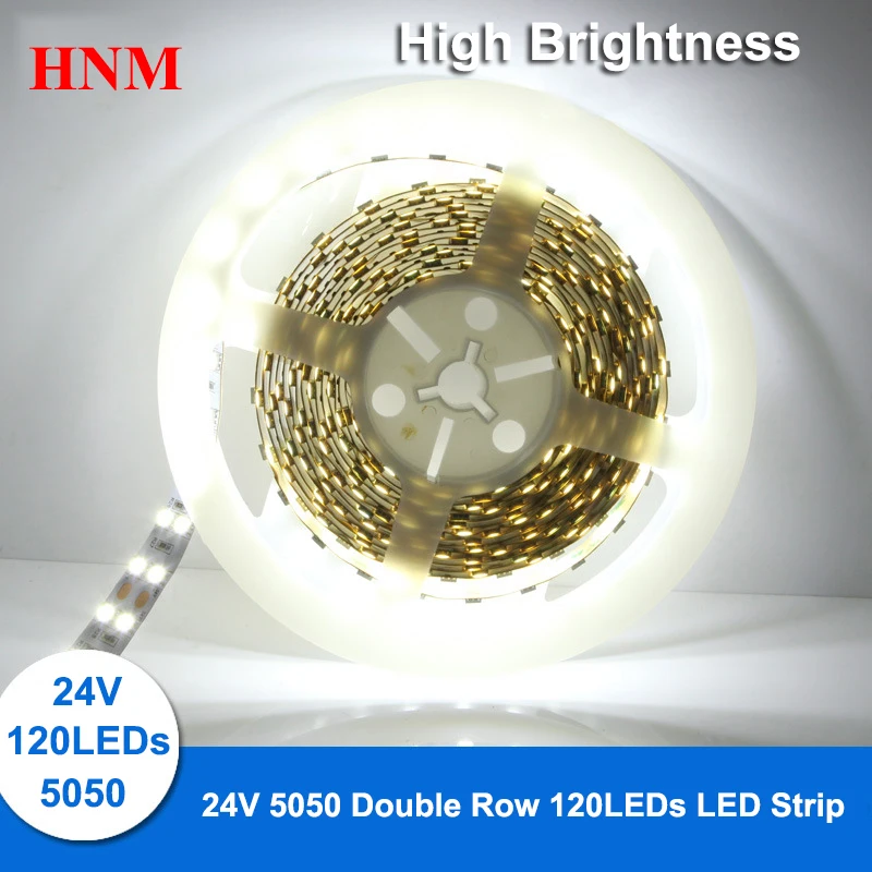 DC 24 V SMD 5050 120 светодиодный s светодиодная лента с двойными рядами белая печатная плата Гибкая лента светодиодный свет 5 м/рулон красный синий зеленый желтый белый и т. д