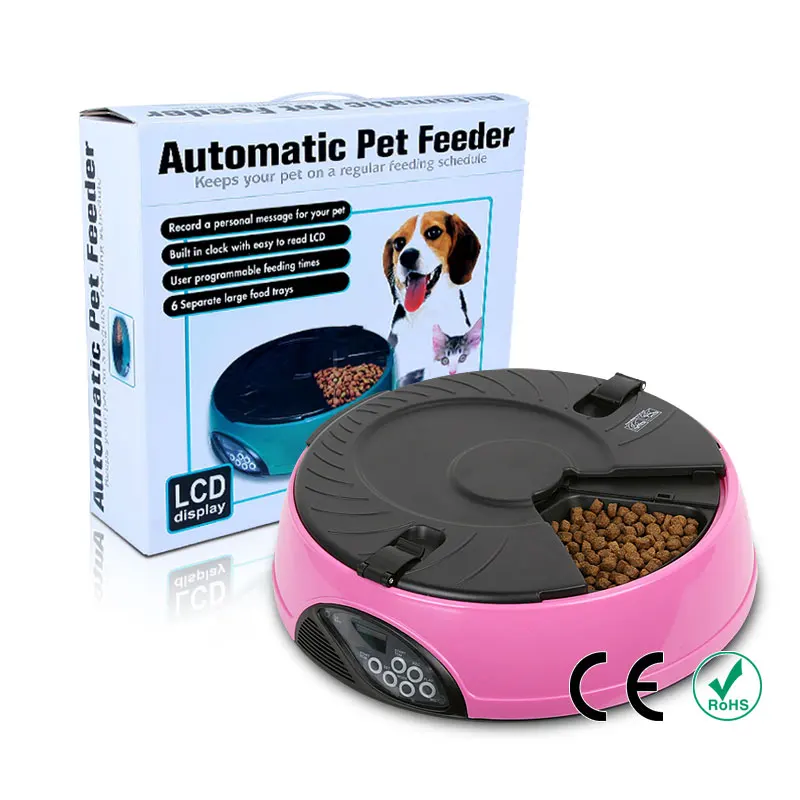 

6 Meals LCD Automatic Pet Feeder Dog Automatic Feeders Dog Feeding Machine Food Tray 330ml X 6 GG