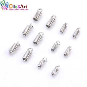 

OlingArt 3/4MM 100pcs Silver plated universal leather cord spring clasp Beads For Jewelry Making DIY Bracelet choker necklace