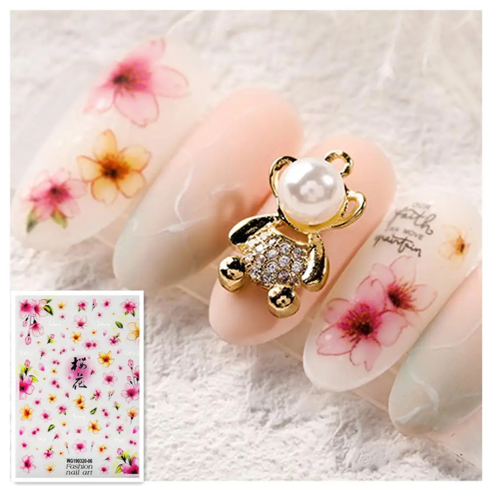 

Newest WG-2006 sakura 3D nail art sticker decal stamping Japan korea type DIY nail wraps nail decorations tools template