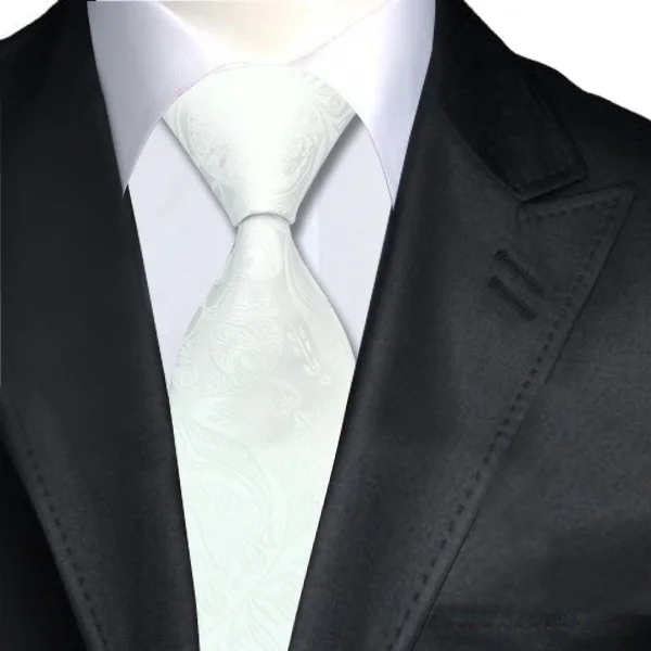 DN 393 Top Selling Men Paisley Ties White Color 100% Jacquard Woven Silk Neckwear Free postage ...