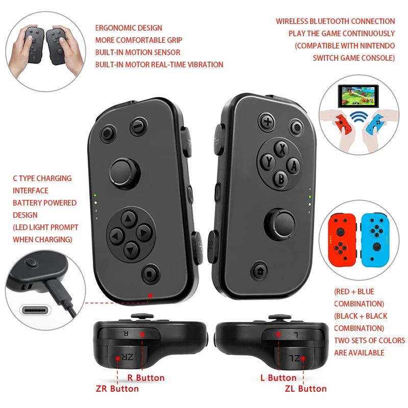 Беспроводной Bluetooth левый и правый геймпад джойстик для Nintendo переключатель контроллер NS Joy Game con Переключатель консоли джойстик с гироскопом