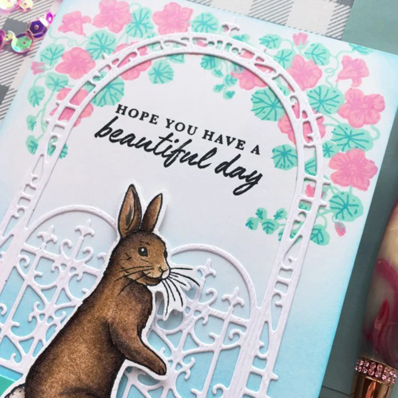 

SP Rabbit Metal Cutting Dies and Clear Rubber Stamp Set Rabbit Stamp with Dies for Card Making Scrapbooking Decoration