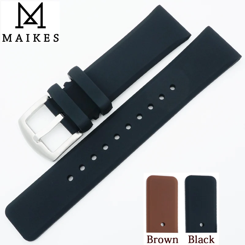 MAIKES 22mm Soft Comfortable Silicone Watch Band Strap Men High Quality