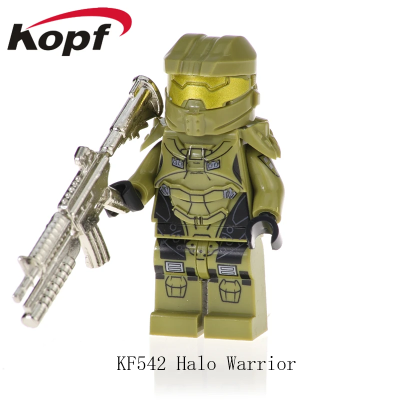 

20Pcs Wholesales KF542 Halo Spartan Solider Series Model Warrior With Real Metal Weapon Building Blocks For Children KF6043