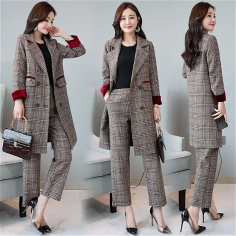 

Women Small suit suit female autumn new Korean fashion temperament slim straight pants two sets OL career suits Ms. trend