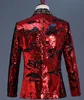 Shiny Red Sequin Shawl Collar Tuxedo Suit Blazer Men Wedding Groom Singer Prom Glitter Suit Jacket DJ Club Stage Blazer Hombre 2