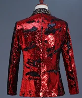 Shiny Red Sequin Shawl Collar Tuxedo Suit Blazer Men Wedding Groom Singer Prom Glitter Suit Jacket DJ Club Stage Blazer Hombre 2