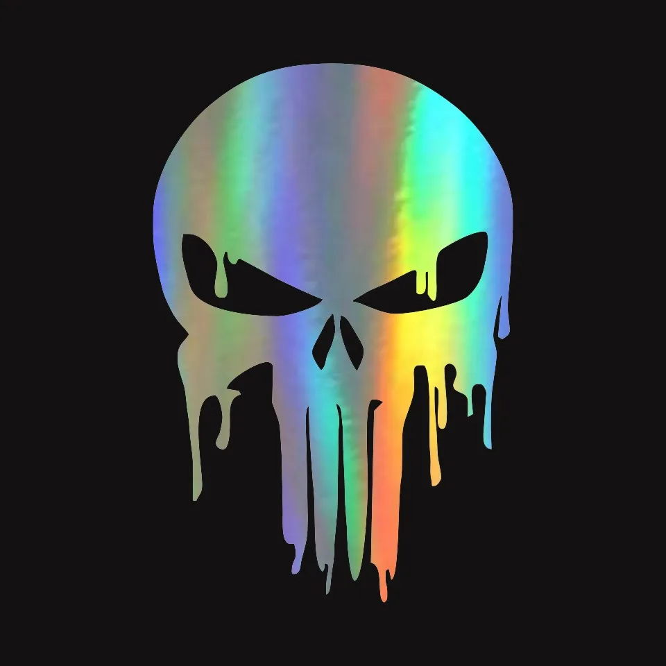 Anycuros Dripping Melting Bloody Punisher Skull Vinyl Car Stickers Decals Motorcycle Decorative Accessories 15.210 (3)