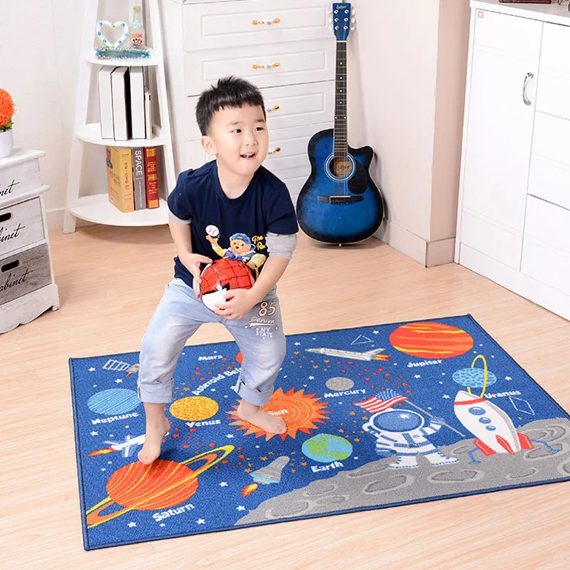 Машинная стирка, детский Большой игровой коврик, большой коврик, напольный ковер, темно-синий фиолетовый, прочный, не скользит обратно, Вселенная, домашний декор
