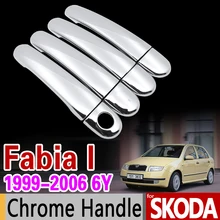 Para Skoda Fabia I 1999-2006 6Y Chrome Cubierta de La Manija Conjunto MK1 2000 2001 2002 2003 2004 Coche Accesorios de la Etiqueta Engomada Car Styling
