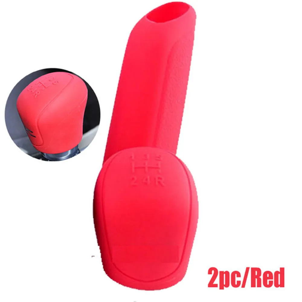 Car Silicone Gel Gear Knob Cover Head Shift Glove Gear Shift Collars Handbrake Sleeve Car Hand Brake Covers Skin - Название цвета: red