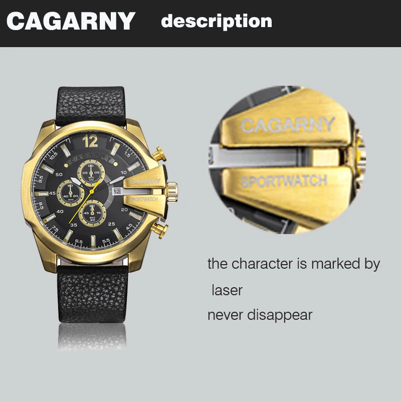 2019 cagarny dz style quartz watch men golden mens watches free shipping(22)