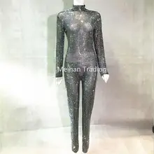 Комбинезон с блестящими кристаллами; роскошный комбинезон на выпускной; вечерние комбинезоны; праздничный костюм с блестящими кристаллами; комбинезоны для выступлений на сцене