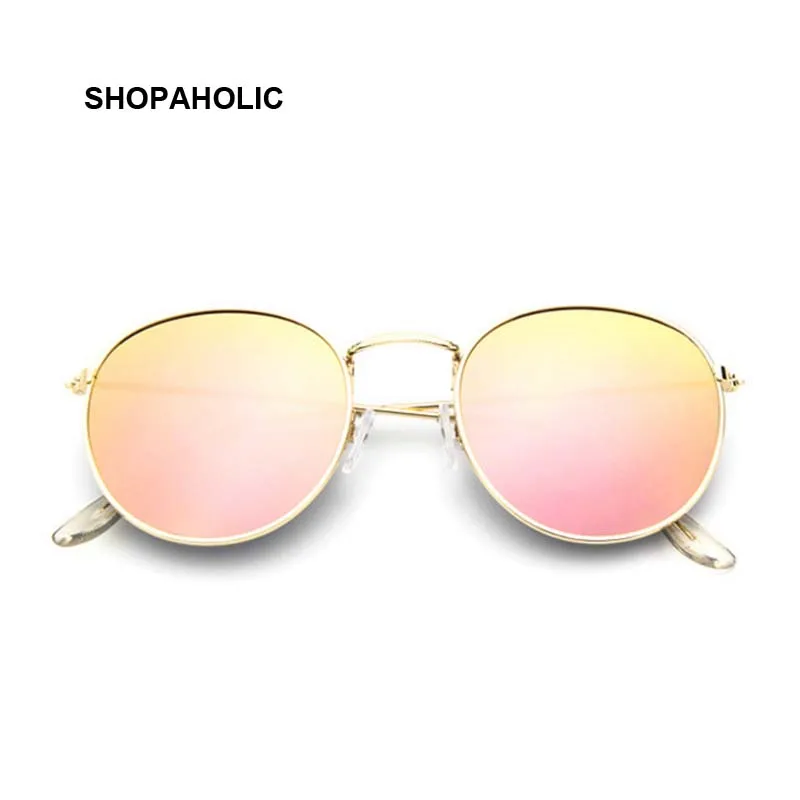 Круглые ретро солнцезащитные очки для женщин, фирменный дизайн, женские зеркальные солнцезащитные очки Ray Pink, роскошные солнцезащитные очки для женщин, UV400