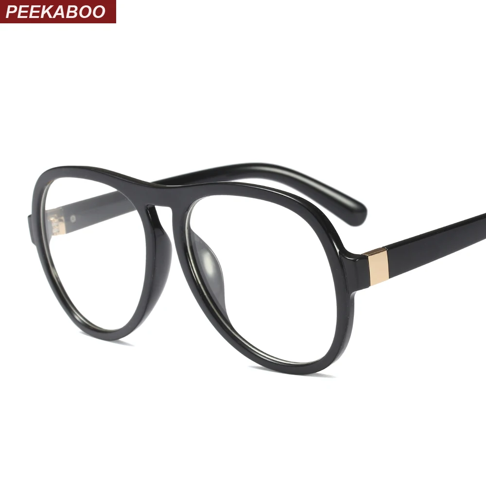 Peekaboo Retro Oversized Eyeglasses Frames Men Plastic Clear Lens Large Black Glasses Frame