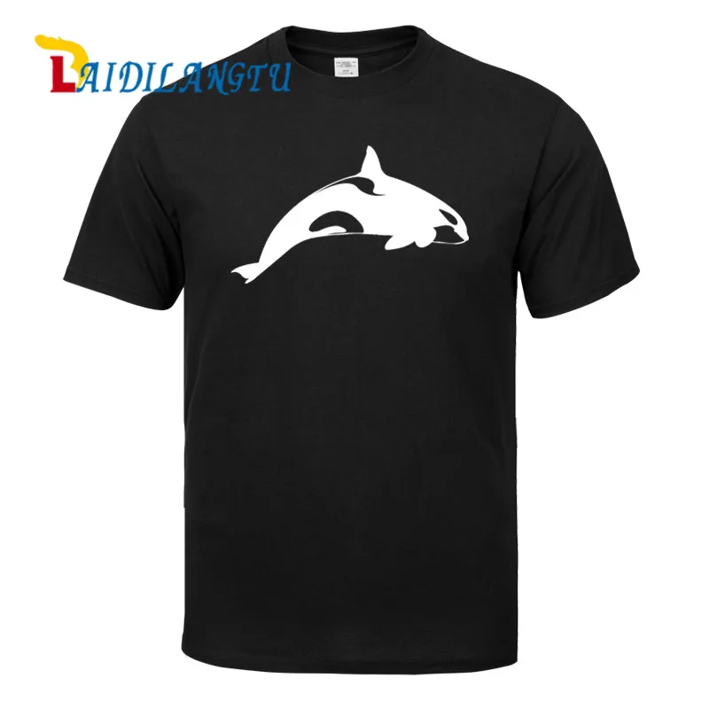 

Hot 2018 New Casual Men T Shirt Orca Killer whale Men Cotton T Shirts Short Sleeve Tops Tees