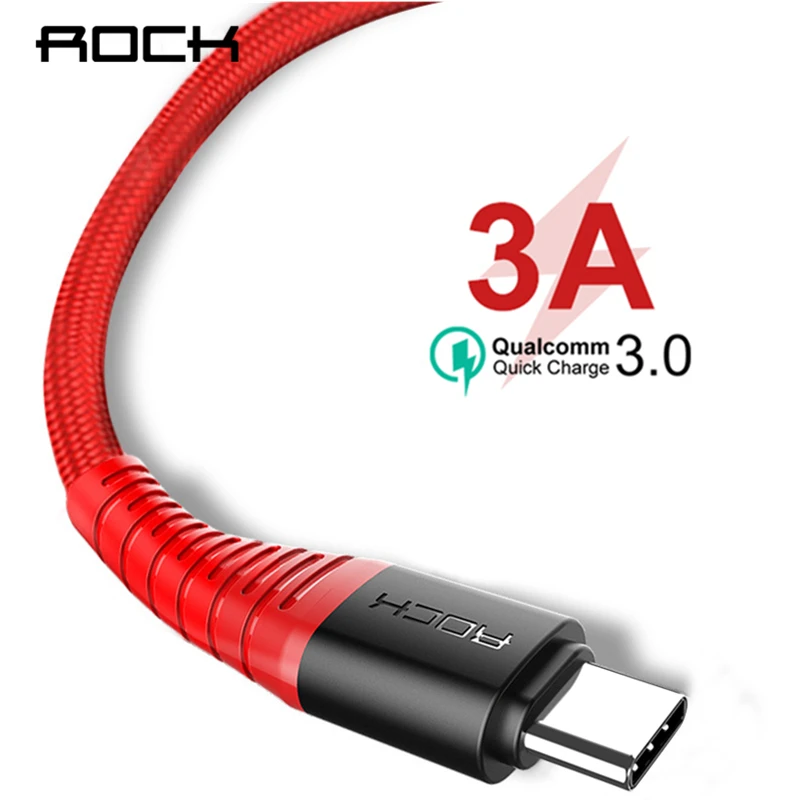 

ROCK Hi-Tensile 3A Quick Charge 3.0 USB Type C Xiaom Redmi Note Cable for Samsung USB-C Charger 1M 2M