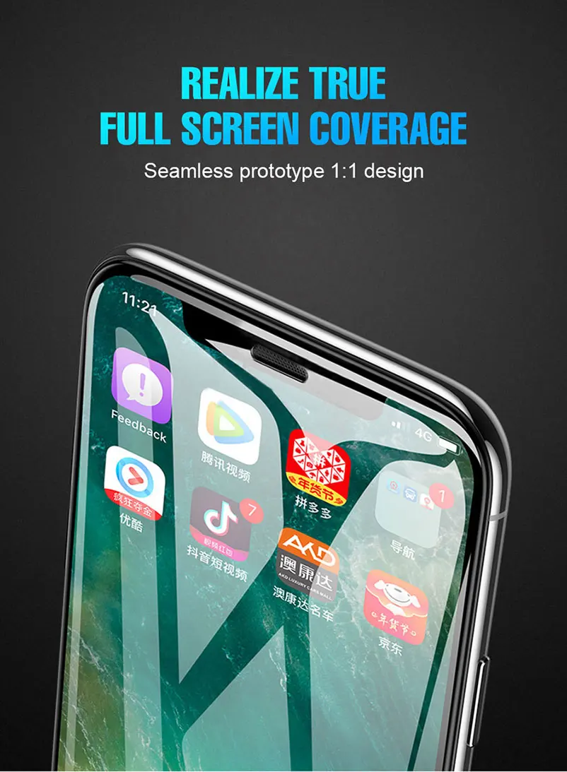 10D изогнутые края полное покрытие 9H закаленное стекло Защита экрана для iphone X 8 10 7 5