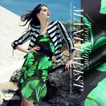 

inkjet printing of silk fabric cloth and double thick elastic silk satin dress [black] small banana