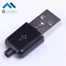 50pcs Black Arc-shape Male USB Connector Adapter Kit Welding Type A 5P Charger Socket USB Plug DIY 5Pin Electronic Component