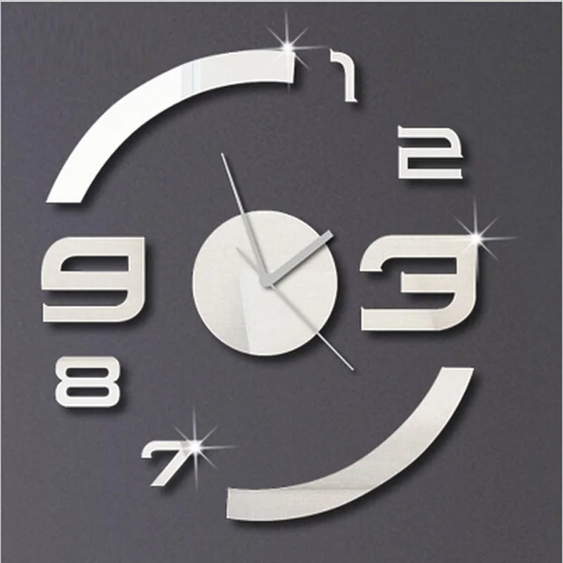 DIY Mirror Wall Clocks 3D Home Decor Wall Acrylic Decorative