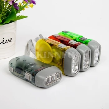 

DHL 100 pcs 3 LED Dynamo Flashlight Hand-pressing Crank No Battery Torch