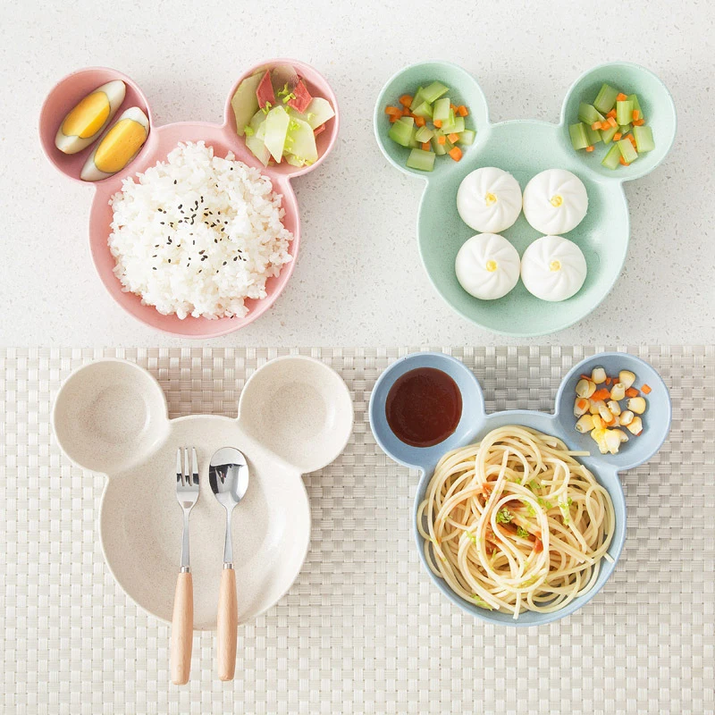 

Cartoon Ears Dishes Baby Plate Newborn Baby Feeding Bowl Tableware Kids Food Fruit Eating Plates