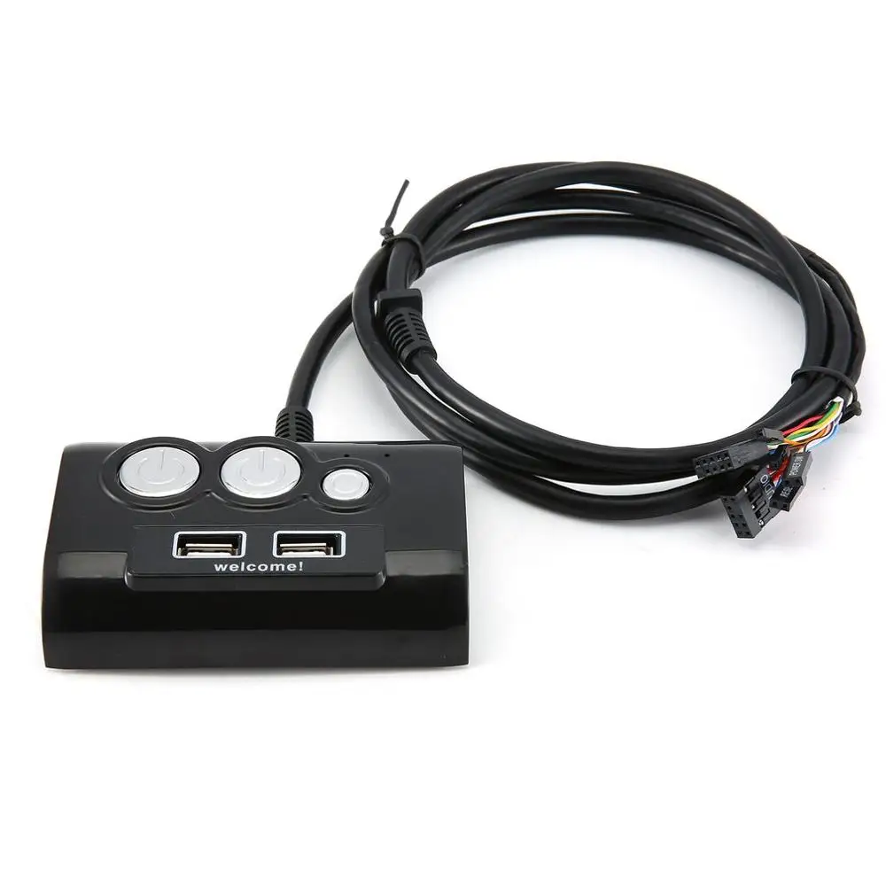 

Desktop PC Computer Case Power Supply On/Off Reset Button Switch with Dual USB Ports for Internet Home Company Hotel