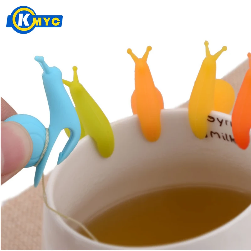 

KMYC 5 PCS Cute Snail Shape Silicone Tea Bag Holder Candy Colors Tea Strainer Infusor Infuser Spice Bag Hold Tea Accessories