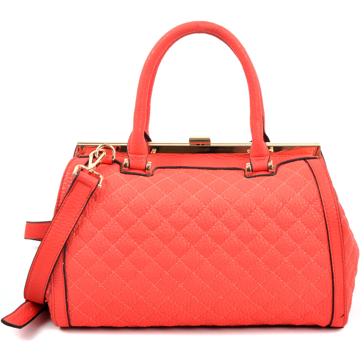 Dasein Quilted Barrel Satchel with Push-Up Closure (2)
