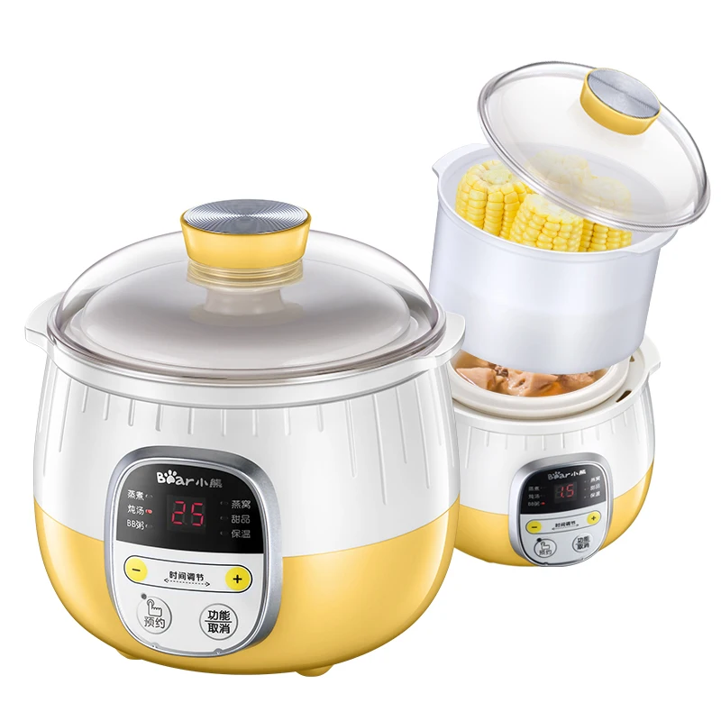 

X44 0.8L natural Ceramic automatic electric Slow Cookers with Steamer stewing out of water for baby Porridge Cooking 6 menus