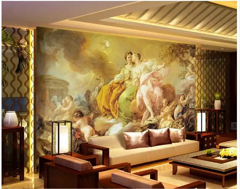 3dの壁壁画壁紙カスタム画像壁画女神絵画ヨーロッパ美的妖精と天使背景
