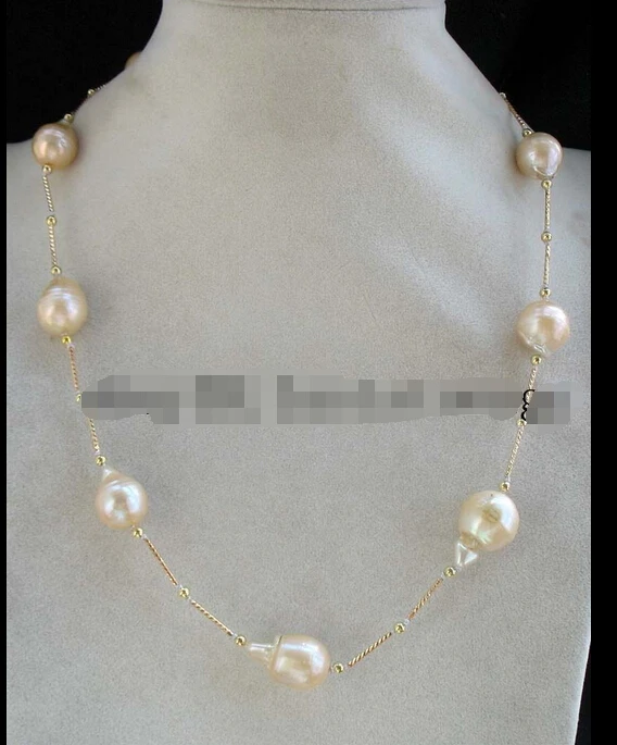 

freshwater pearl pink drop reborn keshi necklace 21" neck1014
