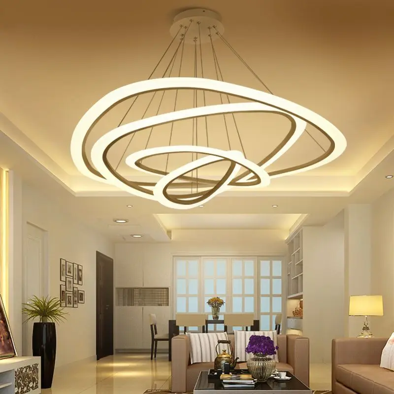 

Simple modern led Pendant Lights Acrylic restaurant living room Lamp Creative Nordic post-modern ring lights changeable light