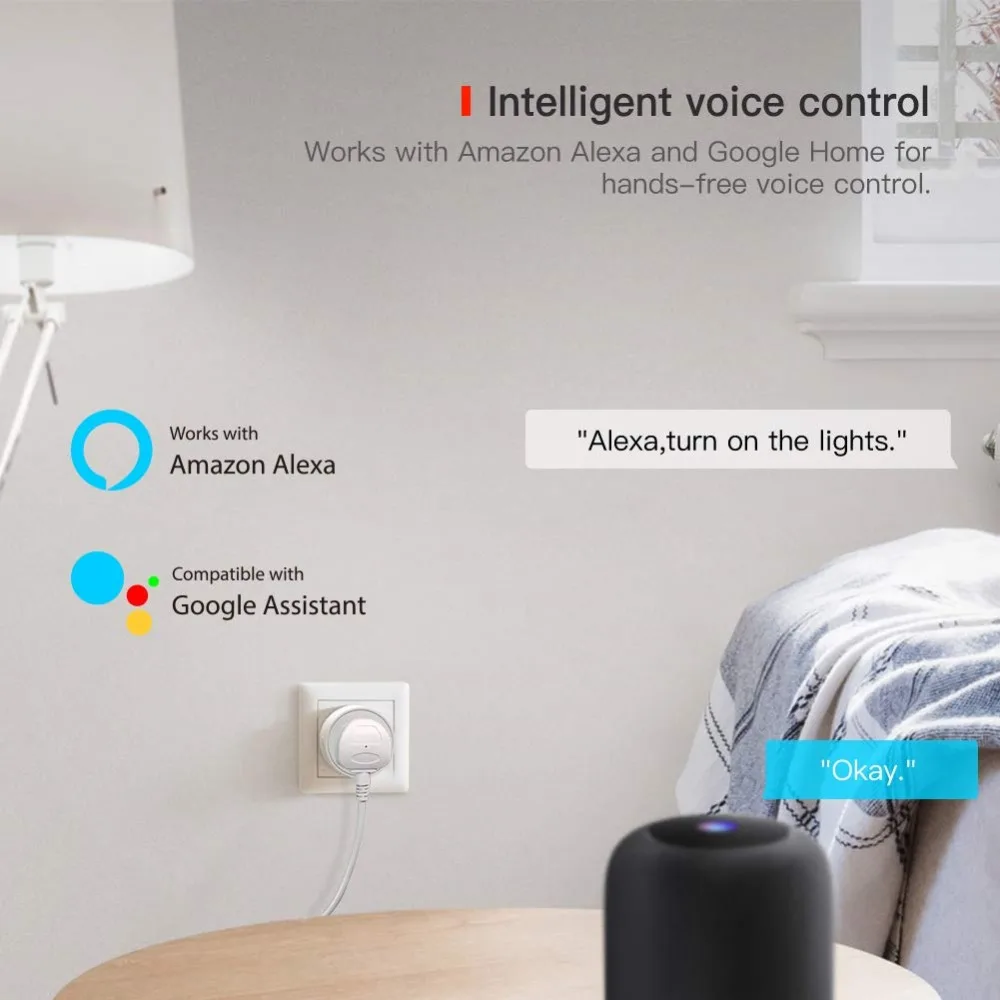 Умная розетка Smart life умная с Wi Fi вилкой Стандарта Великобритании таймером для