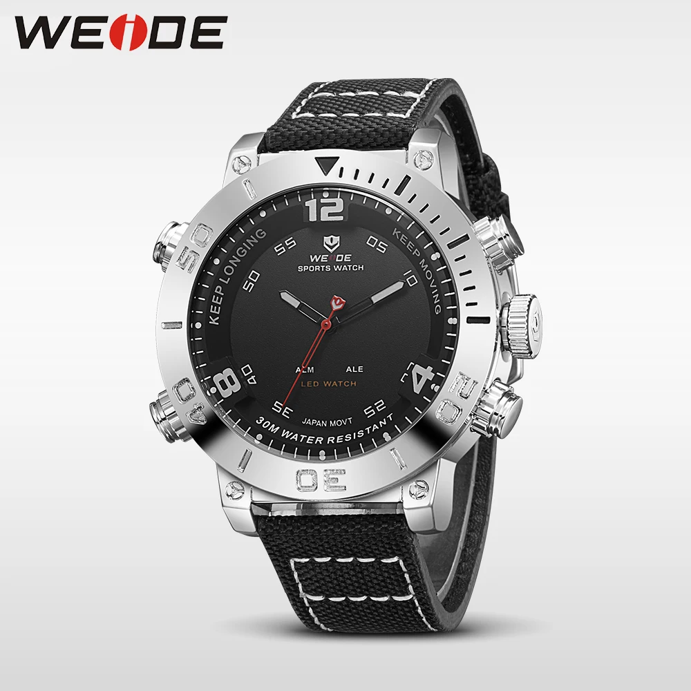 WEIDE watch luxury brand quartz watch sport digital nylong dress watch fashion casual water resistant black alarm clock relogio