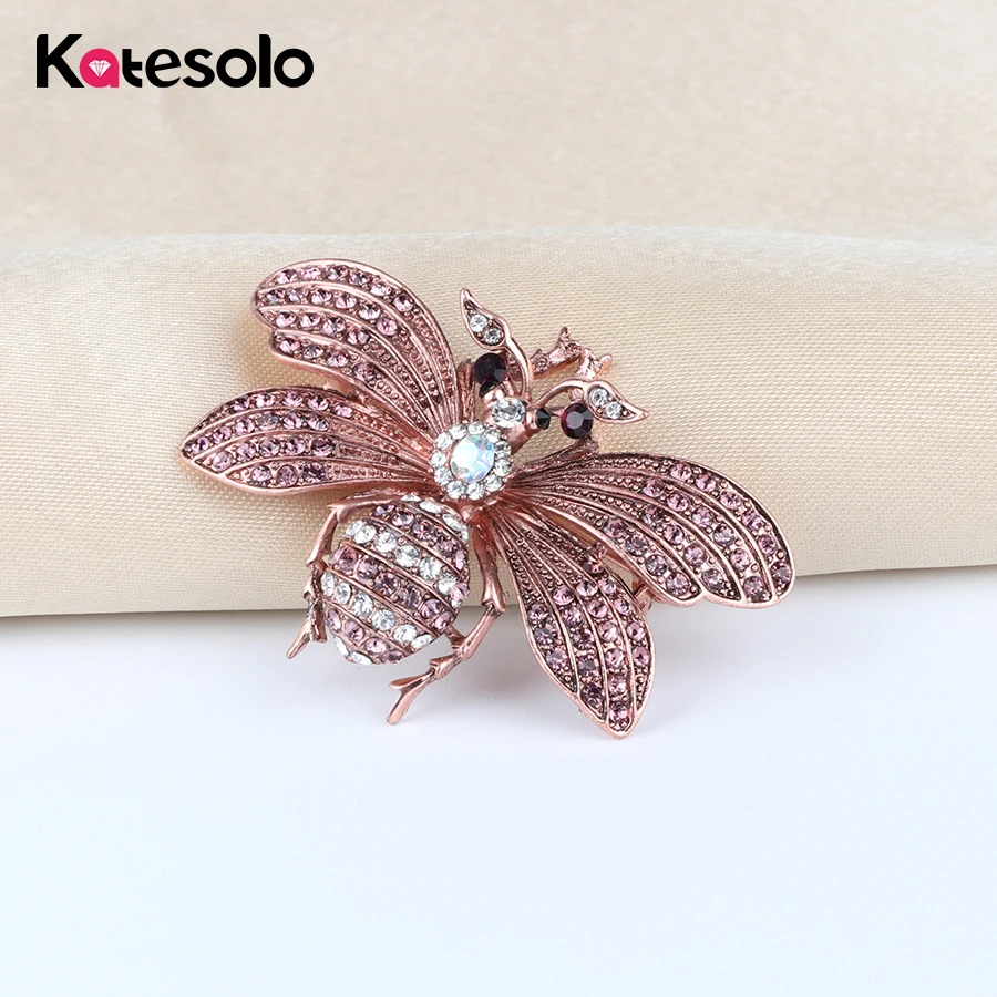 

Fashion Antique Gold Color Cute Bee Crystal Insect Brooches For Women Kids Animal Brooch Jewelry Pins Party Gifts Accessories