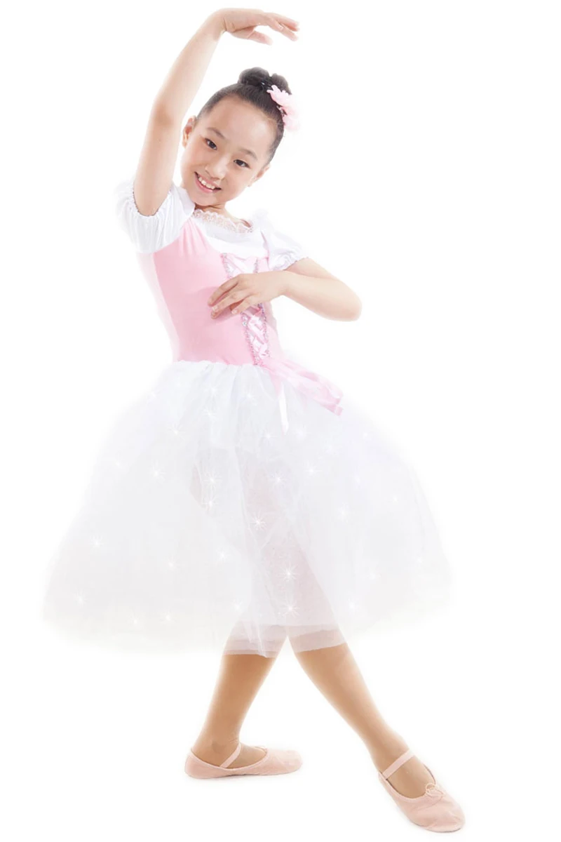 white Long Dress Professional Ballet Tutu Child Costume Ballet Dress
