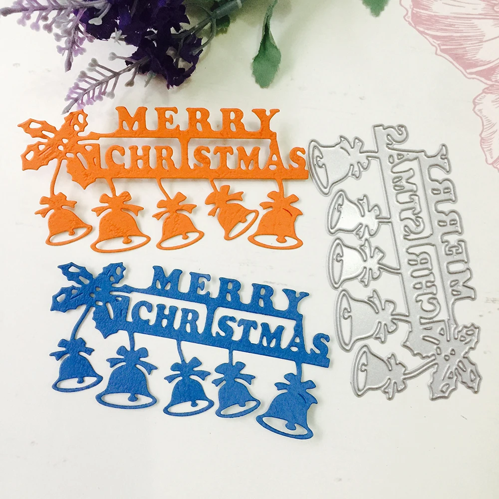 

For Card Making Postcard Xmas Bells Merry Christmas Dies new 2019 Cutting dies Stencil for Scrapbooking Craft Die Background