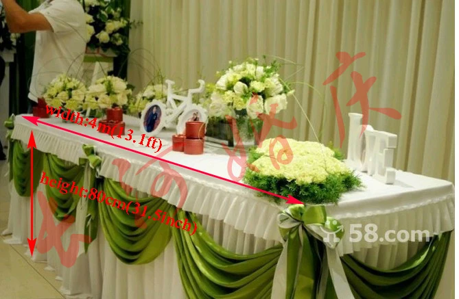 13.4ft (W) * 31.5 \(H) wit ijs zijde Tafelkleed bruiloft tabel rok banket party tafel rok met swag tafel cover 13.4ft (W) * 31.5 \(H) wit ijs zijde Tafelkleed bruiloft tabel rok banket party tafel rok met swag tafel cover