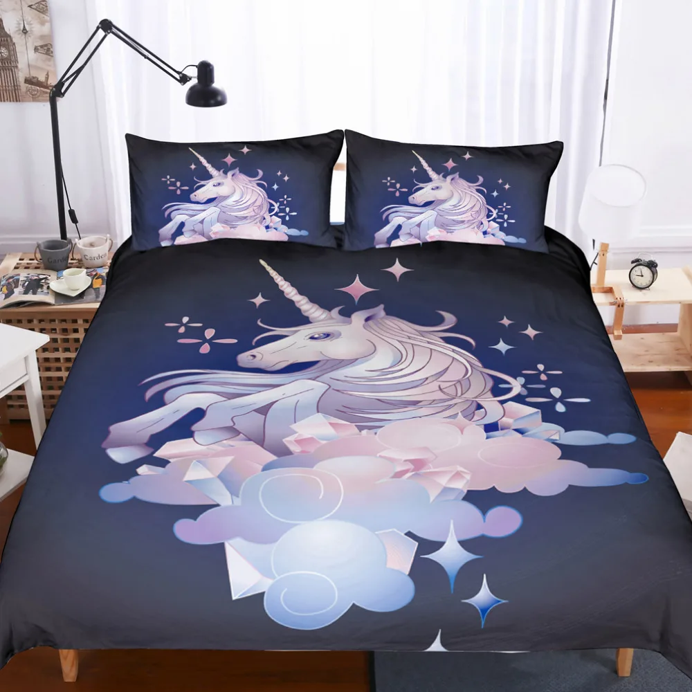 

Unicorn Bedding Set Rainbow Cartoon Duvet Cover Pillow Cases Twin Full Queen King Super King Size Kids Bedclothes Bed Cover