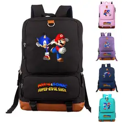 Прохладный Sonic зубная щётка & рюкзак Марио для учеников, мальчиков и девочек спортивные модные Повседневное высокое качество туристический