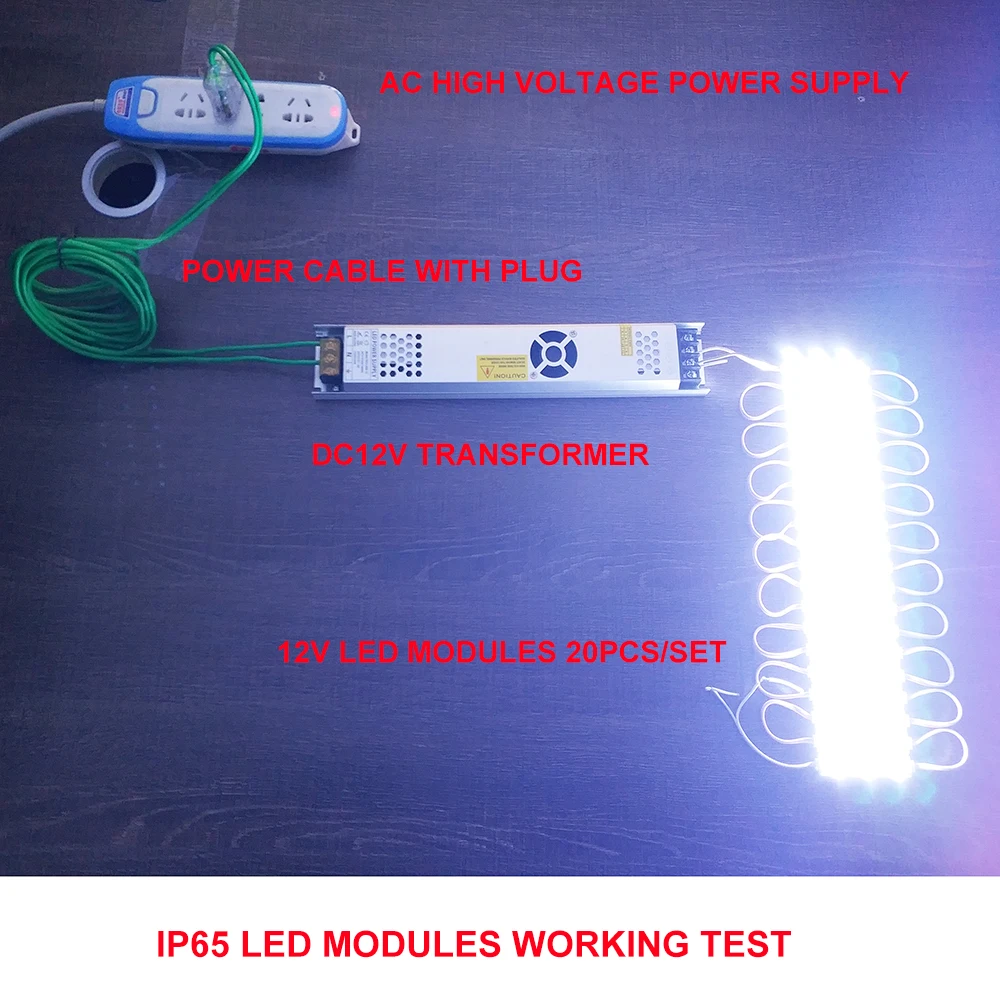 LED Modules Rohs 20PCS/LOT 12V Waterproof IP65 1.5W 3leds/pcs LED Module Lighting For Sign Advertisement Signboard Backlight