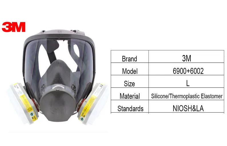 3 м 6900 Полнолицевая маска с 6002 газа картригес анти-Кислотный газ 5N11 Фильтр 7 штук костюм LT040
