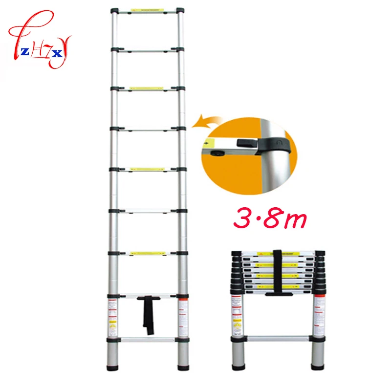 1 шт. 3,8 м Бытовая Выдвижная телескопическая лестница многофункциональная Выдвижная Прямая лестница из алюминиевого сплава регулируемая лестница
