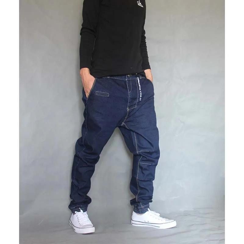 Japan Style Harem Jeans Men Denim Hip Hop Pants Loose Baggy Jeans Trousers Slight Elastic Large Size 28-36