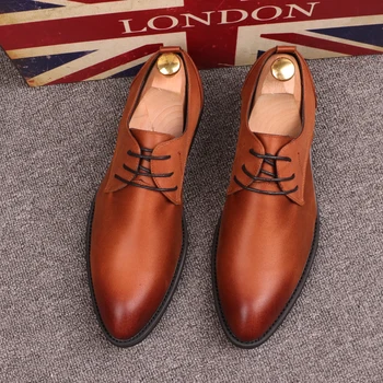 

Autumn and summer Men Casual shoes Hard-Wearing Business Leather Shoes Men Lace-up Trend Men Leather Shoes Breathable Male