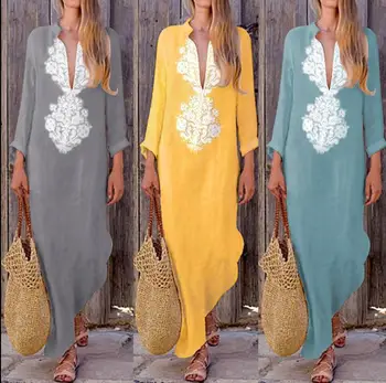 

Africa Clothing Slit Dress with Deep V Neck Africa Dresses for Woman